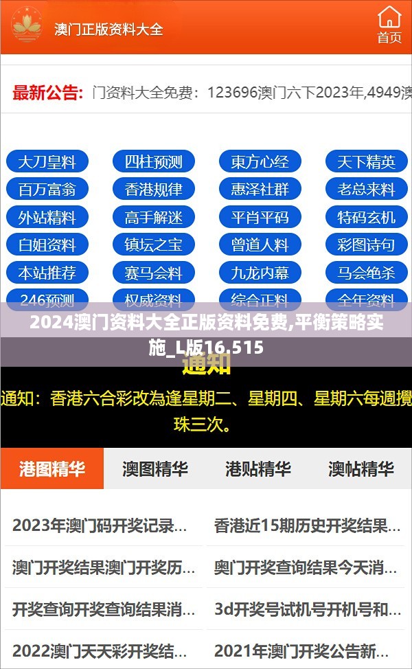 2024澳门资料大全正版资料免费,平衡策略实施_L版16.515