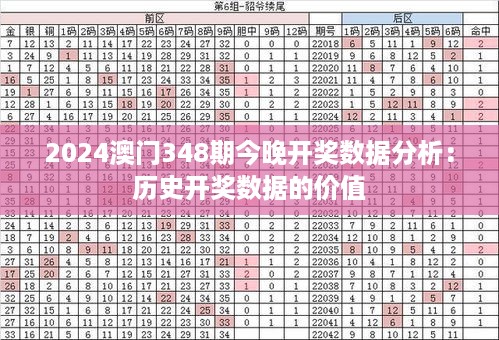 2024澳门348期今晚开奖数据分析：历史开奖数据的价值