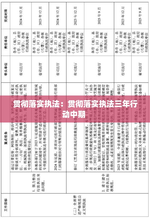 贯彻落实执法：贯彻落实执法三年行动中期 