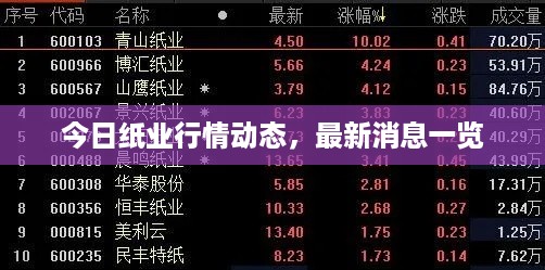 今日纸业行情动态，最新消息一览