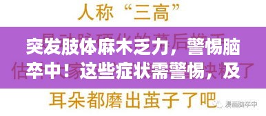 突发肢体麻木乏力，警惕脑卒中！这些症状需警惕，及时就诊是关键