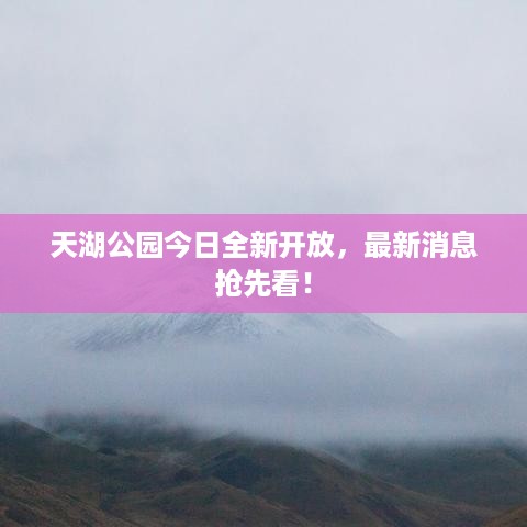 天湖公园今日全新开放，最新消息抢先看！