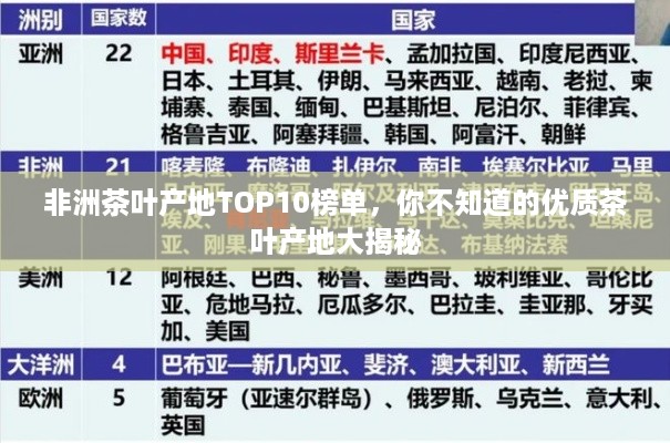非洲茶叶产地TOP10榜单，你不知道的优质茶叶产地大揭秘