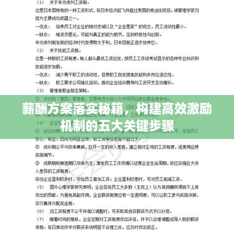 薪酬方案落实秘籍，构建高效激励机制的五大关键步骤